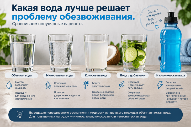 Какая вода лучше решает проблему обезвоживания